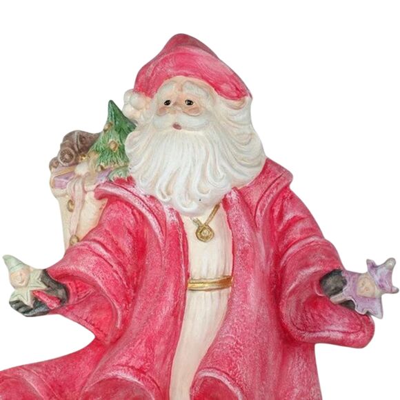 Santa w/ Bag of Toys Figurine, Handcrafted Ceramic Christmas Decor, Santa Claus - Picture 3 of 11